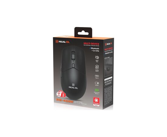 Мышка REAL-EL RM-460W Wireless/Bluetooth Black (EL123200048), изображение 8 Мышка REAL-EL RM-460W Wireless/Bluetooth Black (EL123200048), изображение 8