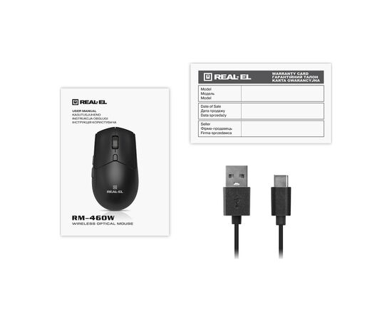 Мышка REAL-EL RM-460W Wireless/Bluetooth Black (EL123200048), изображение 9 Мышка REAL-EL RM-460W Wireless/Bluetooth Black (EL123200048), изображение 9