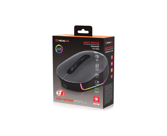 Мышка REAL-EL RM-470W Wireless/Bluetooth Dark Gray (EL123200049), изображение 10 Мышка REAL-EL RM-470W Wireless/Bluetooth Dark Gray (EL123200049), изображение 10