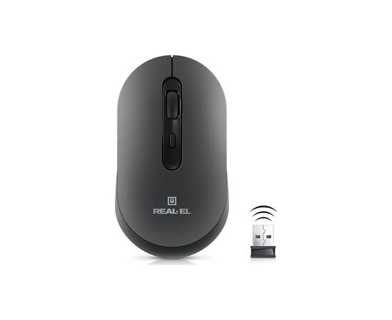 Мышка REAL-EL RM-470W Wireless/Bluetooth Dark Gray (EL123200049), изображение 2 Мышка REAL-EL RM-470W Wireless/Bluetooth Dark Gray (EL123200049), изображение 2