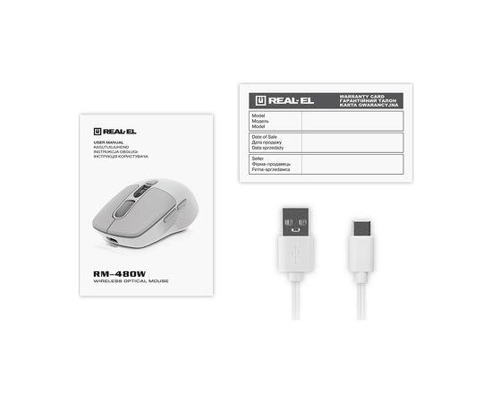 Мышка REAL-EL RM-480W Wireless/Bluetooth White (EL123200050), изображение 7 Мышка REAL-EL RM-480W Wireless/Bluetooth White (EL123200050), изображение 7