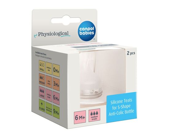 Соска Canpol babies силиконовая к бутылке S-Shape L (средняя) 2 ш (59/893), изображение 3 Соска Canpol babies силиконовая к бутылке S-Shape L (средняя) 2 ш (59/893), изображение 3