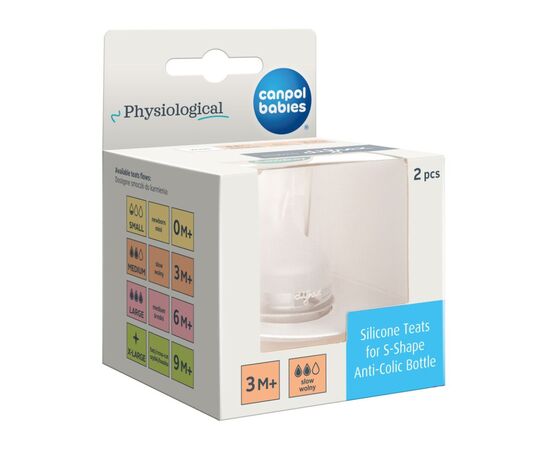 Соска Canpol babies силиконовая к бутылке S-Shape M (медленная) 2 шт (59/892), изображение 2 Соска Canpol babies силиконовая к бутылке S-Shape M (медленная) 2 шт (59/892), изображение 2