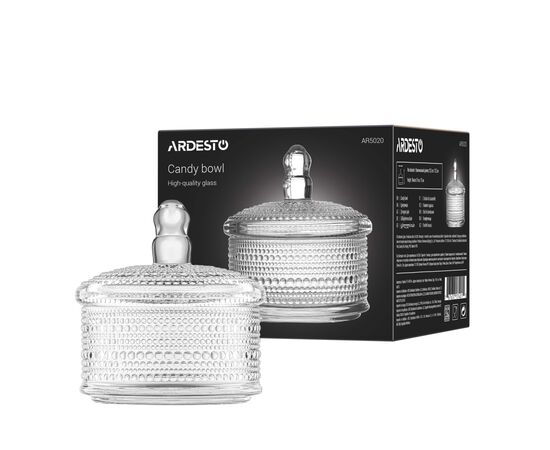 Цукорниця Ardesto Verbena, 12.5 х 15 см, скло, прозорий (AR5020), зображення 6