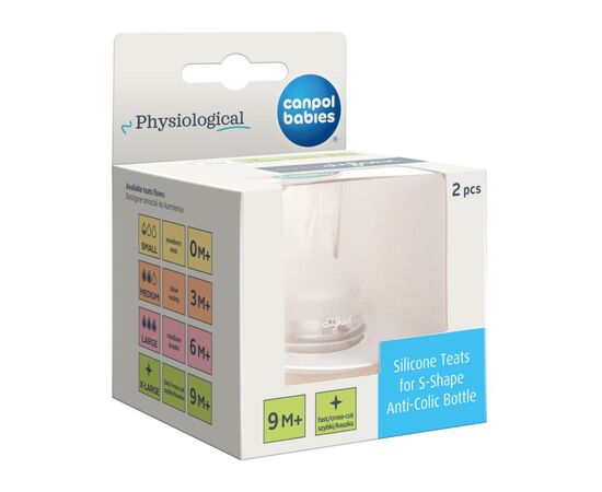 Соска Canpol babies силиконовая к бутылке S-Shape XL (смешанная) 2 шт (59/894), изображение 2 Соска Canpol babies силиконовая к бутылке S-Shape XL (смешанная) 2 шт (59/894), изображение 2