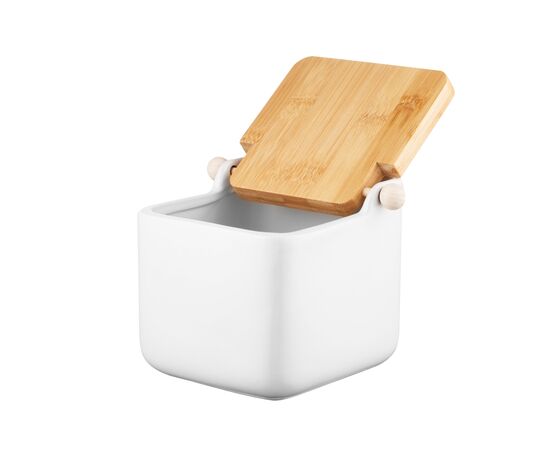 Сахарница Ardesto Midori 12х12х11см, 840мл, кераміка, бамбук, біла (AR0907W), изображение 3