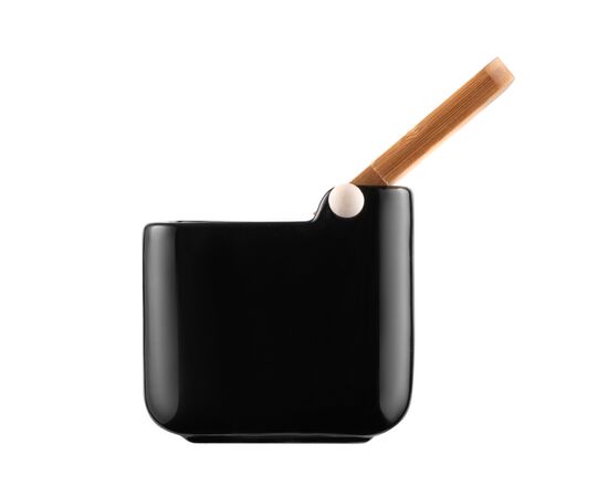 Цукорниця Ardesto Midori 12х12х11см, 840мл, кераміка, бамбук, чорна (AR0907B), зображення 6