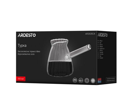 Турка Ardesto Iceberg, 350мл, боросилікатне скло, прозорий (AR2635CA), зображення 4 Турка Ardesto Iceberg, 350мл, боросилікатне скло, прозорий (AR2635CA), зображення 4