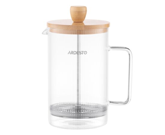 Френч-пресс Ardesto Midori, 800мл, боросилікатне скло, бамбук, прозорий (AR1009WL), изображение 2 Френч-пресс Ardesto Midori, 800мл, боросилікатне скло, бамбук, прозорий (AR1009WL), изображение 2