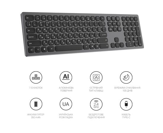 Клавиатура OfficePro SK1550 Wireless Black (SK1550B), изображение 10 Клавиатура OfficePro SK1550 Wireless Black (SK1550B), изображение 10