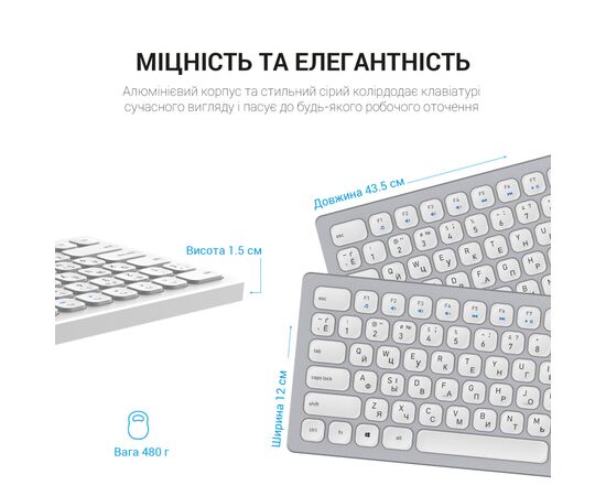 Клавиатура OfficePro SK1550 Wireless White (SK1550W), изображение 6 Клавиатура OfficePro SK1550 Wireless White (SK1550W), изображение 6