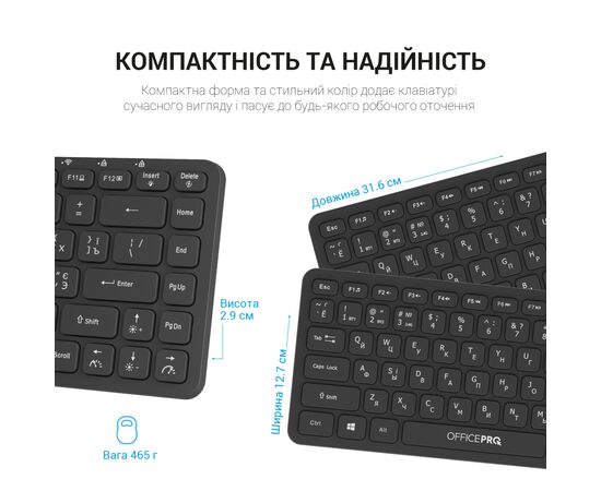Клавиатура OfficePro SK790B Wireless/Bluetooth Black (SK790B), изображение 7 Клавиатура OfficePro SK790B Wireless/Bluetooth Black (SK790B), изображение 7
