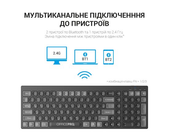 Клавіатура OfficePro SK985B Wireless/Bluetooth Black (SK985B), зображення 12 Клавіатура OfficePro SK985B Wireless/Bluetooth Black (SK985B), зображення 12
