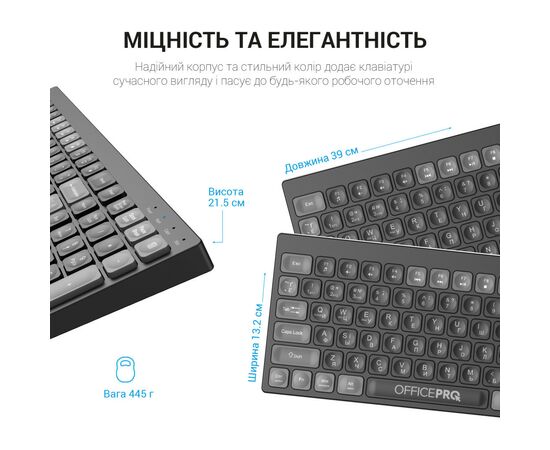 Клавіатура OfficePro SK985B Wireless/Bluetooth Black (SK985B), зображення 7 Клавіатура OfficePro SK985B Wireless/Bluetooth Black (SK985B), зображення 7