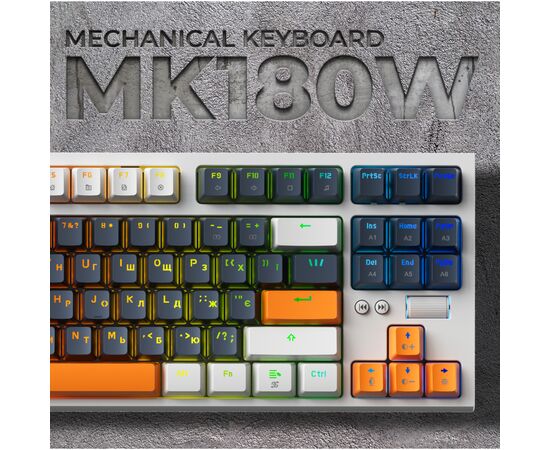 Клавиатура OfficePro MK180W Hot-Swap Red Swich RGB USB UA White (MK180W), изображение 12 Клавиатура OfficePro MK180W Hot-Swap Red Swich RGB USB UA White (MK180W), изображение 12