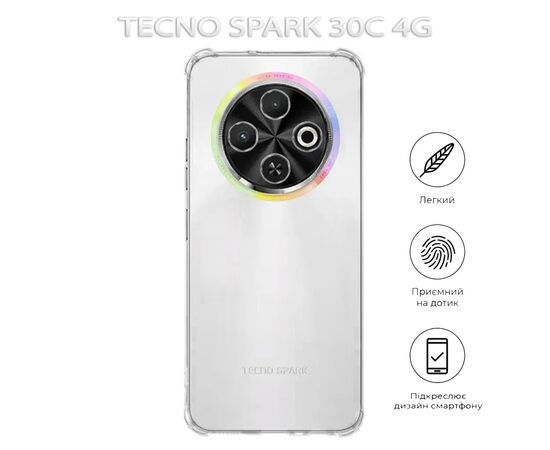 Чехол для мобильного телефона BeCover Anti-Shock Tecno Spark 30C 4G Clear (712783), изображение 5