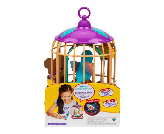 Интерактивная игрушка Moose Говорливая тропическая птичка Панго Панго со светом в клетке (26614), изображение 4 Интерактивная игрушка Moose Говорливая тропическая птичка Панго Панго со светом в клетке (26614), изображение 4