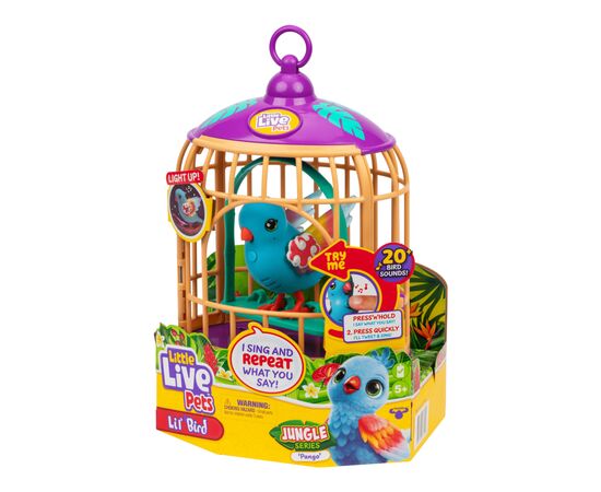 Интерактивная игрушка Moose Говорливая тропическая птичка Панго Панго со светом в клетке (26614), изображение 5 Интерактивная игрушка Moose Говорливая тропическая птичка Панго Панго со светом в клетке (26614), изображение 5