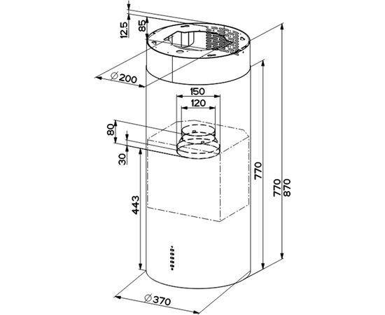 Вытяжка кухонная Faber Cylindra Isola Evo Plus Bk Matt A37 (335.0572.104), изображение 5 Вытяжка кухонная Faber Cylindra Isola Evo Plus Bk Matt A37 (335.0572.104), изображение 5