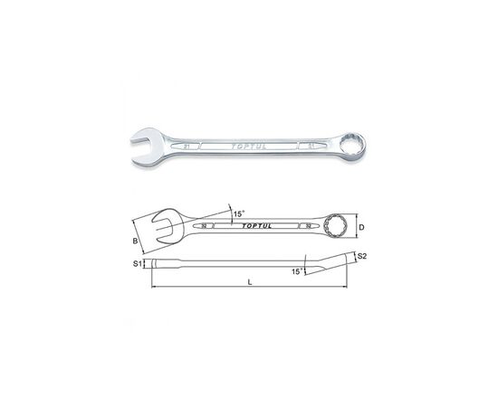 Ключ Toptul комбінований 17мм (AAEB1717), зображення 2 Ключ Toptul комбінований 17мм (AAEB1717), зображення 2