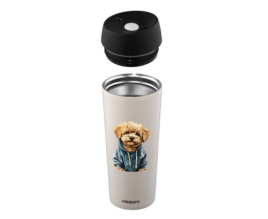 Термокружка Ardesto Coffee Time Maltipoo 450мл, нержавіюча сталь, бежевий (AR2645MP), изображение 5 Термокружка Ardesto Coffee Time Maltipoo 450мл, нержавіюча сталь, бежевий (AR2645MP), изображение 5