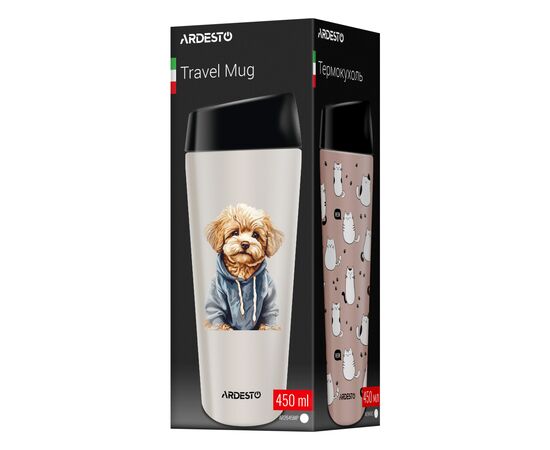 Термокружка Ardesto Coffee Time Maltipoo 450мл, нержавіюча сталь, бежевий (AR2645MP), изображение 6 Термокружка Ardesto Coffee Time Maltipoo 450мл, нержавіюча сталь, бежевий (AR2645MP), изображение 6