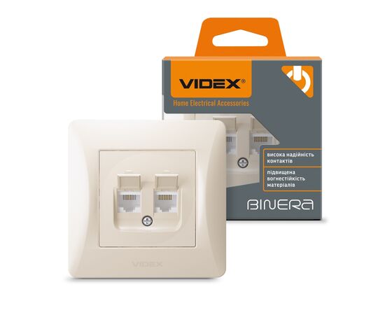 Компьютерная розетка Videx BINERA CAT6+CAT3 двойная кремовая (VF-BNSK2PC6TF3-CR), изображение 4 Компьютерная розетка Videx BINERA CAT6+CAT3 двойная кремовая (VF-BNSK2PC6TF3-CR), изображение 4
