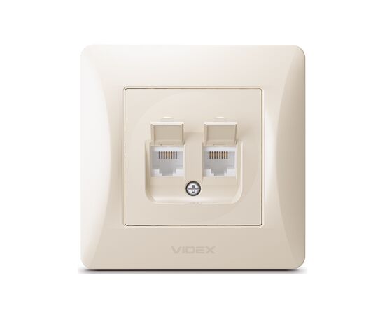 Компьютерная розетка Videx BINERA CAT6+CAT3 двойная кремовая (VF-BNSK2PC6TF3-CR)