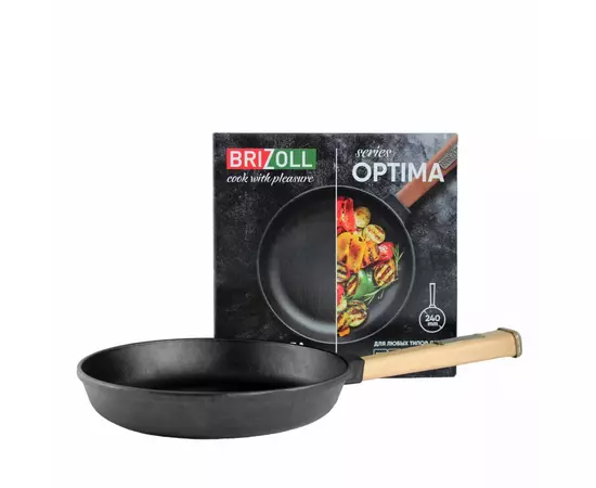 Сковорода Brizoll Optima чавунна з ручкою 240х40 мм (O2440-P), изображение 3 Сковорода Brizoll Optima чавунна з ручкою 240х40 мм (O2440-P), изображение 3