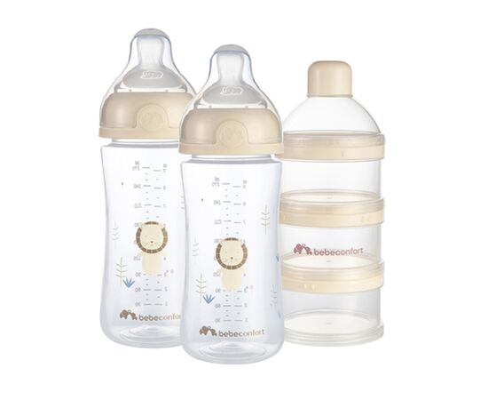 Набор для кормления новорожденных Bebe Confort Physio Air, 270 мл, 2 шт + диспенсер (Sand) (3102202360)