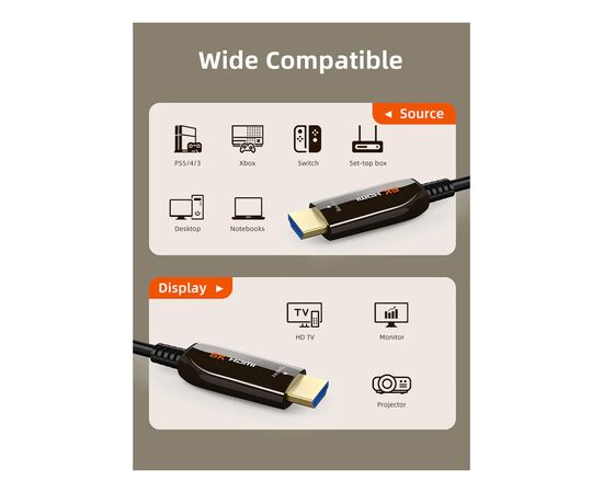 Кабель мультимедийный HDMI to HDMI 20.0m v2.1 AOC Cabletime (CA914043), изображение 2 Кабель мультимедийный HDMI to HDMI 20.0m v2.1 AOC Cabletime (CA914043), изображение 2