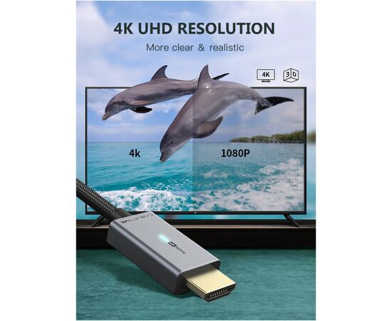 Кабель мультимедийный mini DisplayPort to HDMI 1.0m Cabletime (CA914593), изображение 2 Кабель мультимедийный mini DisplayPort to HDMI 1.0m Cabletime (CA914593), изображение 2