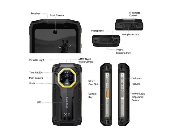 Мобильный телефон Ulefone Armor Mini 20 Pro 8/256Gb Black (6975326663243), изображение 12 Мобильный телефон Ulefone Armor Mini 20 Pro 8/256Gb Black (6975326663243), изображение 12