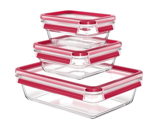 Харчовий контейнер Tefal Master Seal, Набір 3шт, жаростійке скло, прозорий (N1050910)