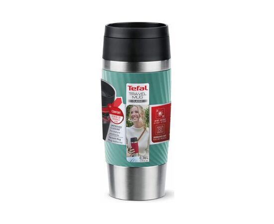 Термокружка Tefal Travel Mug Classic Twist, 360мл, нержавіюча сталь, зелений (N2024310), изображение 4 Термокружка Tefal Travel Mug Classic Twist, 360мл, нержавіюча сталь, зелений (N2024310), изображение 4