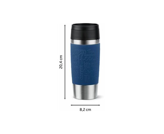 Термокружка Tefal Travel Mug Classic, 360мл, нержавіюча сталь, синій (N2020310), изображение 4 Термокружка Tefal Travel Mug Classic, 360мл, нержавіюча сталь, синій (N2020310), изображение 4
