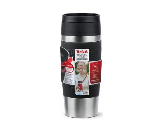 Термокружка Tefal Travel Mug Classic, 360мл, нержавіюча сталь, чорний (N2020210), изображение 2