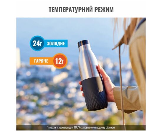 Термос Tefal Bludrop, 700мл, нержавіюча сталь, чорний (N3111110), изображение 4 Термос Tefal Bludrop, 700мл, нержавіюча сталь, чорний (N3111110), изображение 4