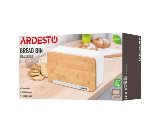 Хлебница Ardesto Midori 33х13х18см, метал, бамбук, білий (AR0914WB), изображение 11 Хлебница Ardesto Midori 33х13х18см, метал, бамбук, білий (AR0914WB), изображение 11
