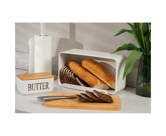 Хлебница Ardesto Midori 33х13х18см, метал, бамбук, білий (AR0914WB), изображение 2 Хлебница Ardesto Midori 33х13х18см, метал, бамбук, білий (AR0914WB), изображение 2
