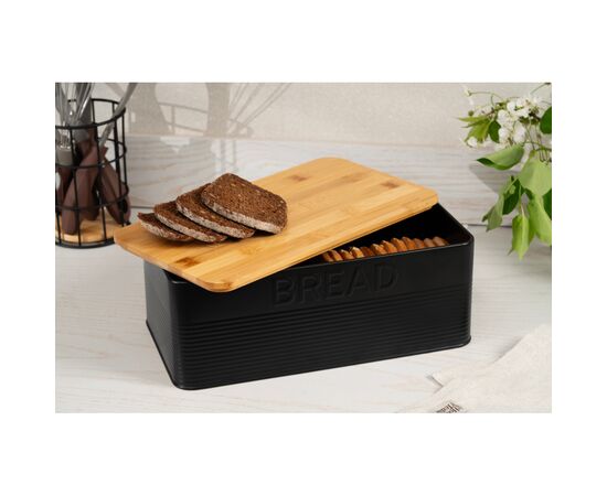 Хлебница Ardesto Midori 33х18х12см, метал, бамбук, чорний (AR0912BB), изображение 11
