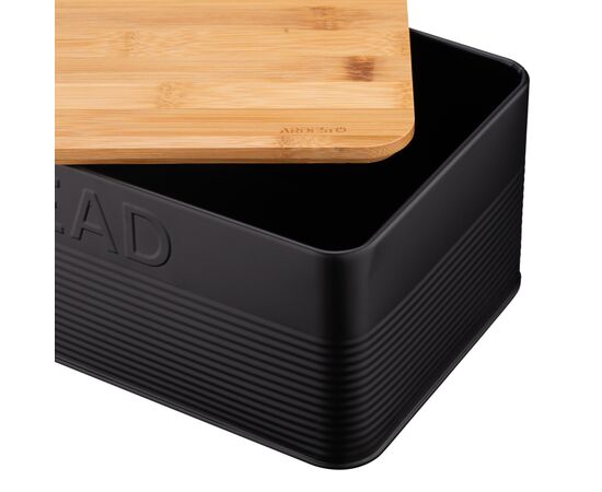 Хлебница Ardesto Midori 33х18х12см, метал, бамбук, чорний (AR0912BB), изображение 7