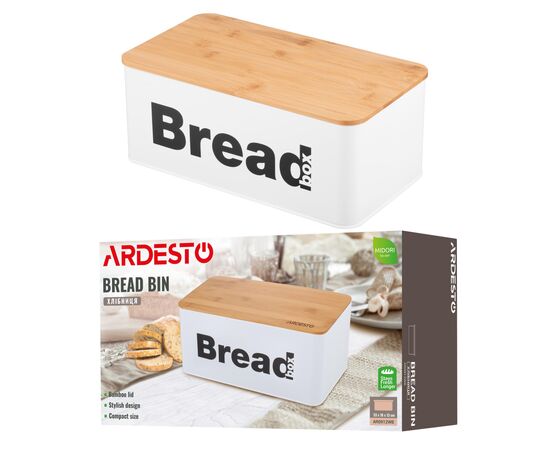 Хлебница Ardesto Midori 33х18х13см, метал, бамбук, білий (AR0912WB), изображение 11 Хлебница Ardesto Midori 33х18х13см, метал, бамбук, білий (AR0912WB), изображение 11