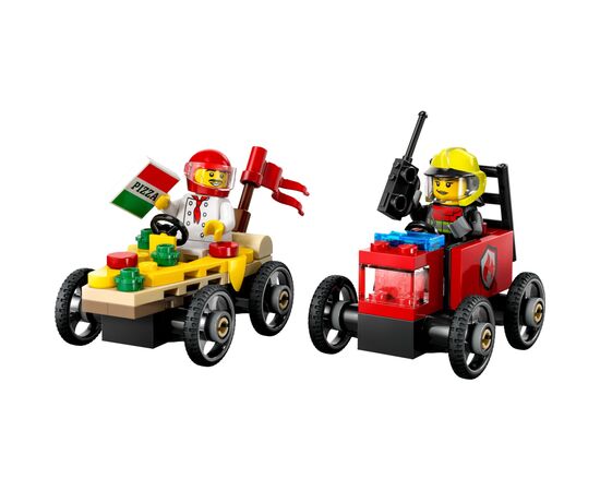 Конструктор LEGO City Пицца-авто против пожарной машины Набор гонок (60458), изображение 2 Конструктор LEGO City Пицца-авто против пожарной машины Набор гонок (60458), изображение 2