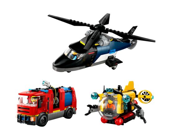 Конструктор LEGO City Ремікс вертольотів, пожежних машин і підводних човнів (60462), зображення 2