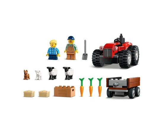 Конструктор LEGO City Красный фермерский трактор с прицепом и овцами (60461), изображение 5 Конструктор LEGO City Красный фермерский трактор с прицепом и овцами (60461), изображение 5
