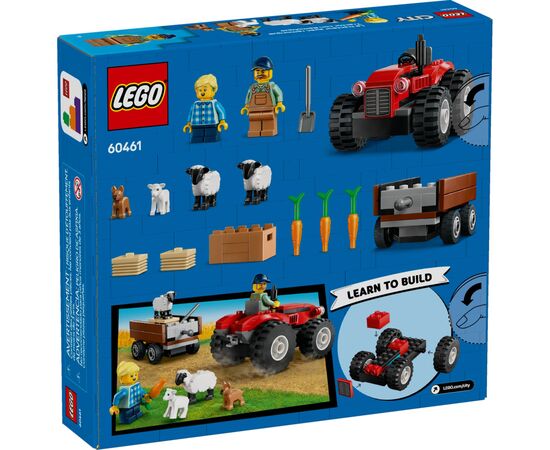 Конструктор LEGO City Красный фермерский трактор с прицепом и овцами (60461), изображение 7 Конструктор LEGO City Красный фермерский трактор с прицепом и овцами (60461), изображение 7