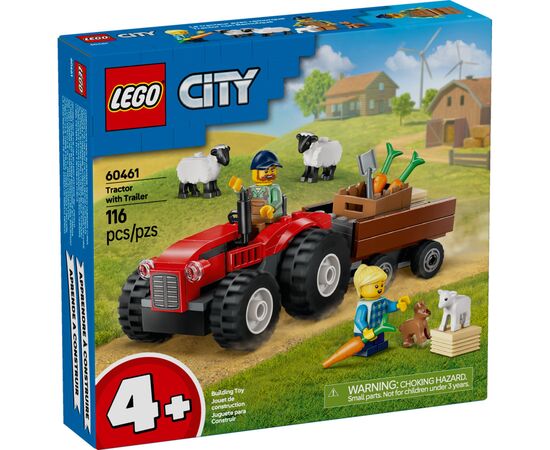 Конструктор LEGO City Красный фермерский трактор с прицепом и овцами (60461)