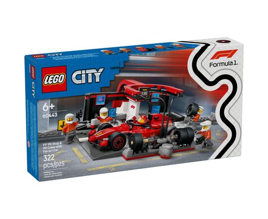 Конструктор LEGO City Піт-стоп і піт-екіпаж F1 з болідом Ferrari (60443)