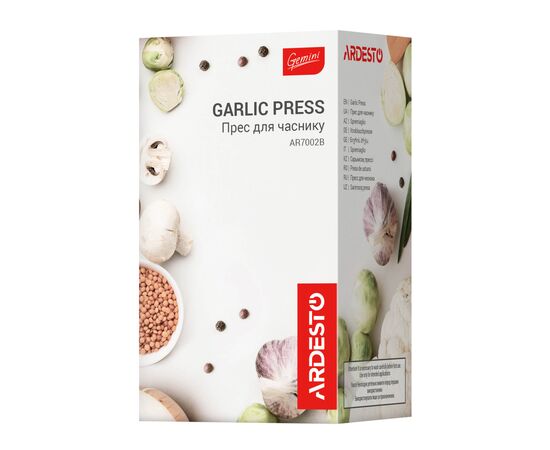 Прес для часнику Ardesto Gemini, 12см, нержавіюча сталь, пластик, чорний (AR7002B), зображення 6